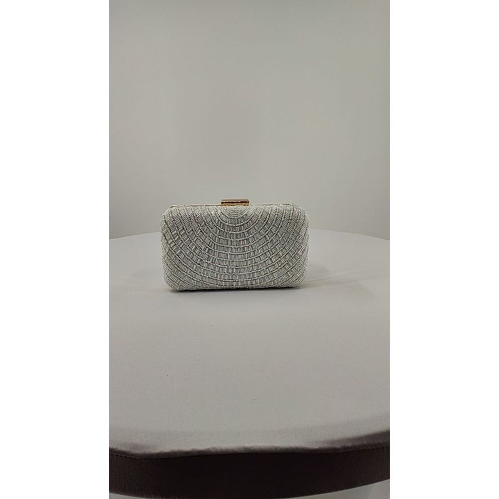 Lulu's White Beaded Clutch